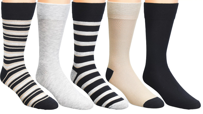 Mens 5pk Casual Crew Socks - Navy Assorted - BO21184MM